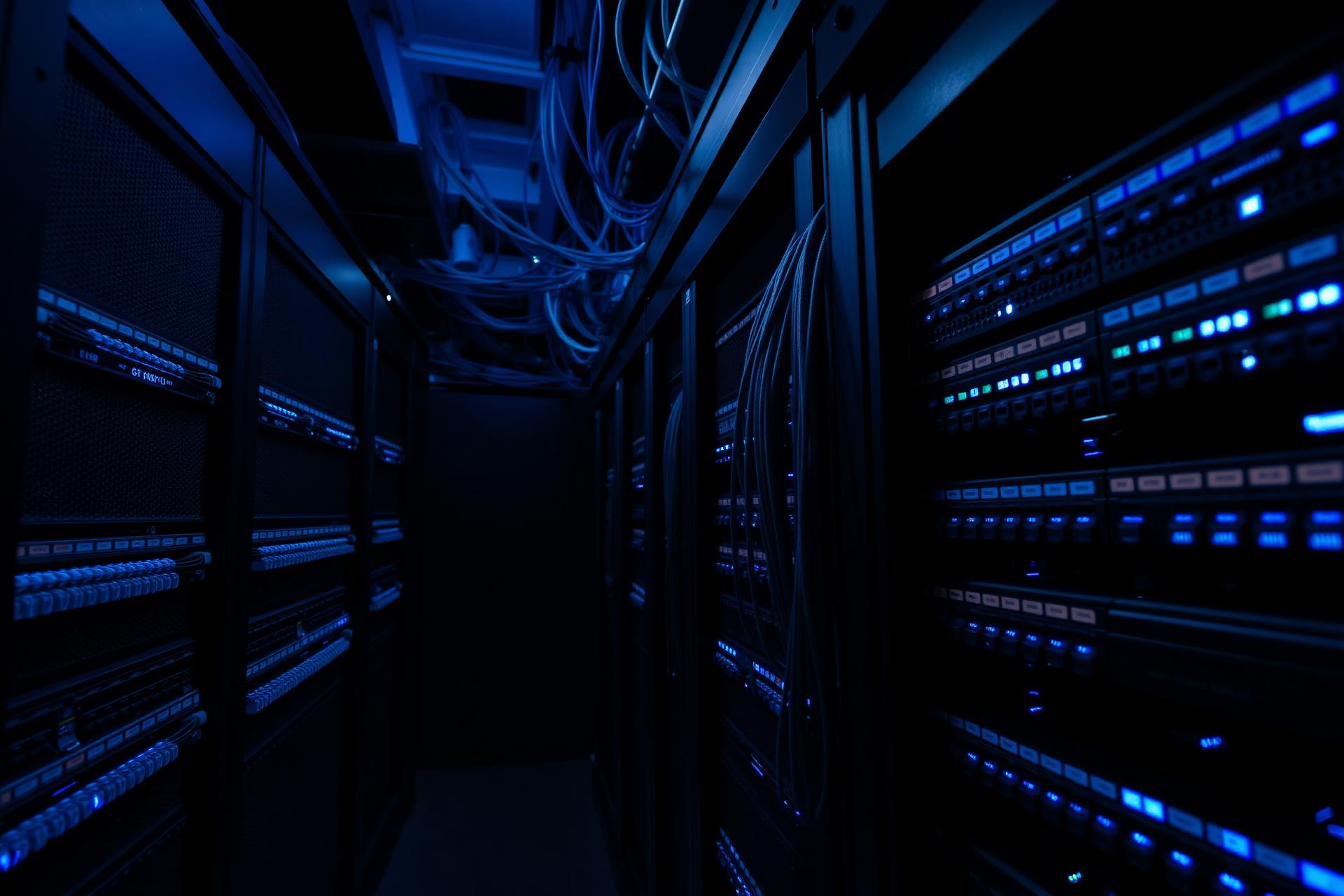 Commercial server room with structured cabling